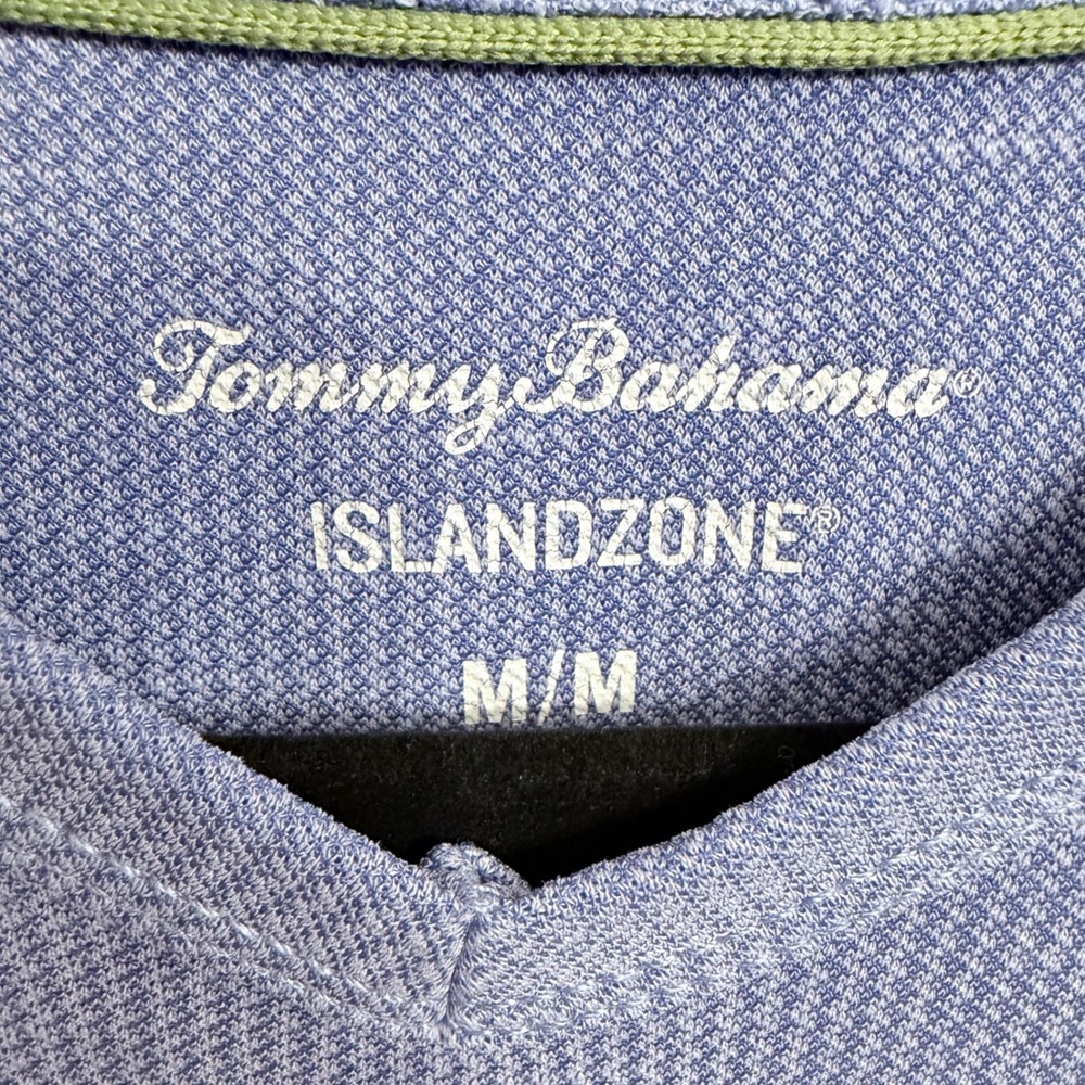 Tommy Bahama IslandZone Mens Medium Blue V-Neck T-Shirt Tencel Coolmax Blend - Picture 5 of 8